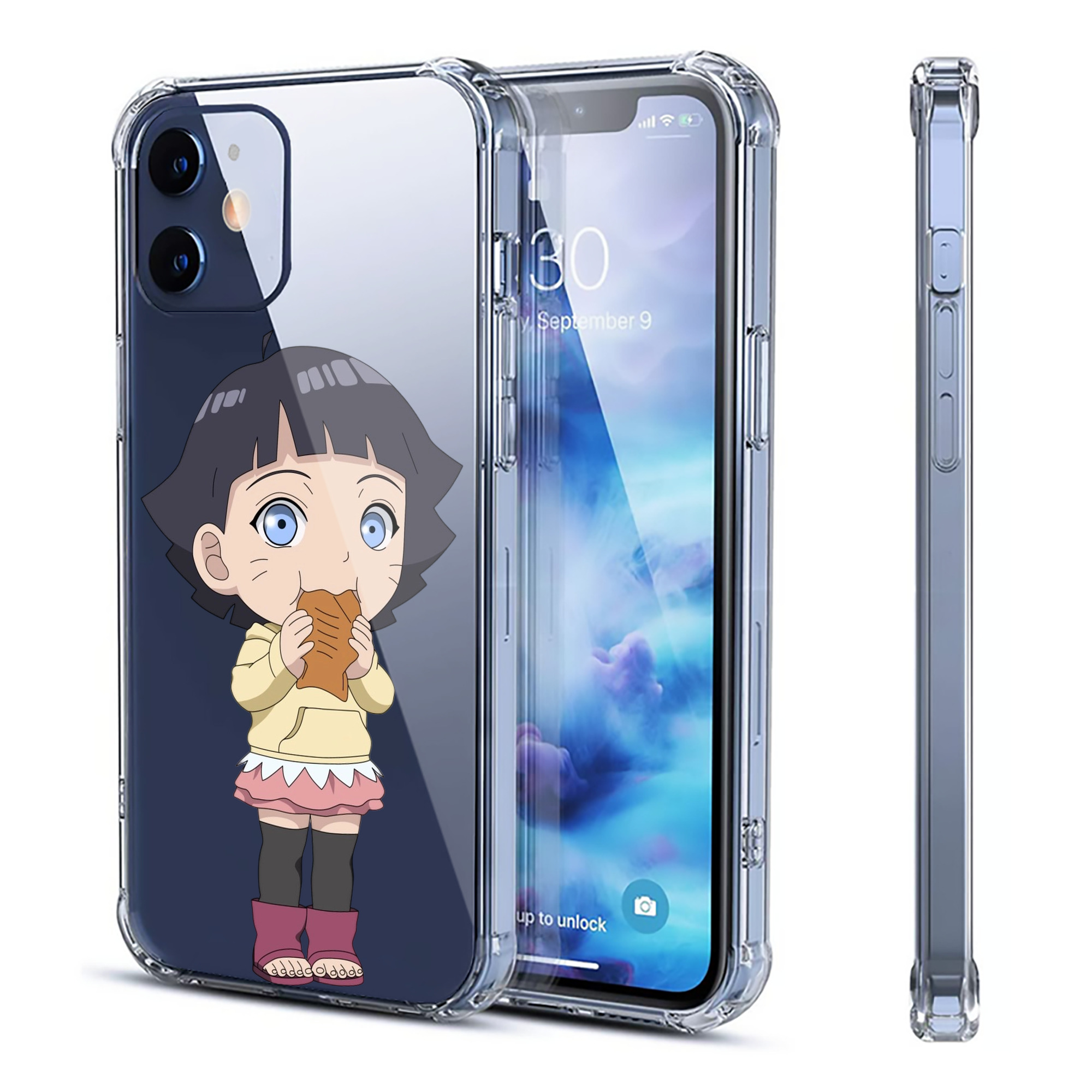 （画像用） NARUTO -ナルト- うずまき ヒマワリ Uzumaki Himawari 【iPhone 12シリーズ対応】透明スマホケース（クリアソフトケース）